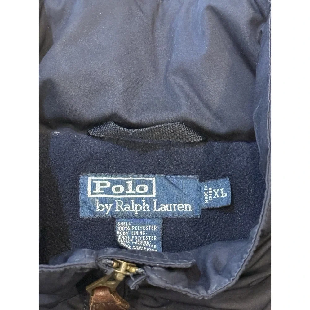 Polo Ralph Lauren VTG Windbreaker Jacket Mens XL Navy Fleece Lined Hooded 90s